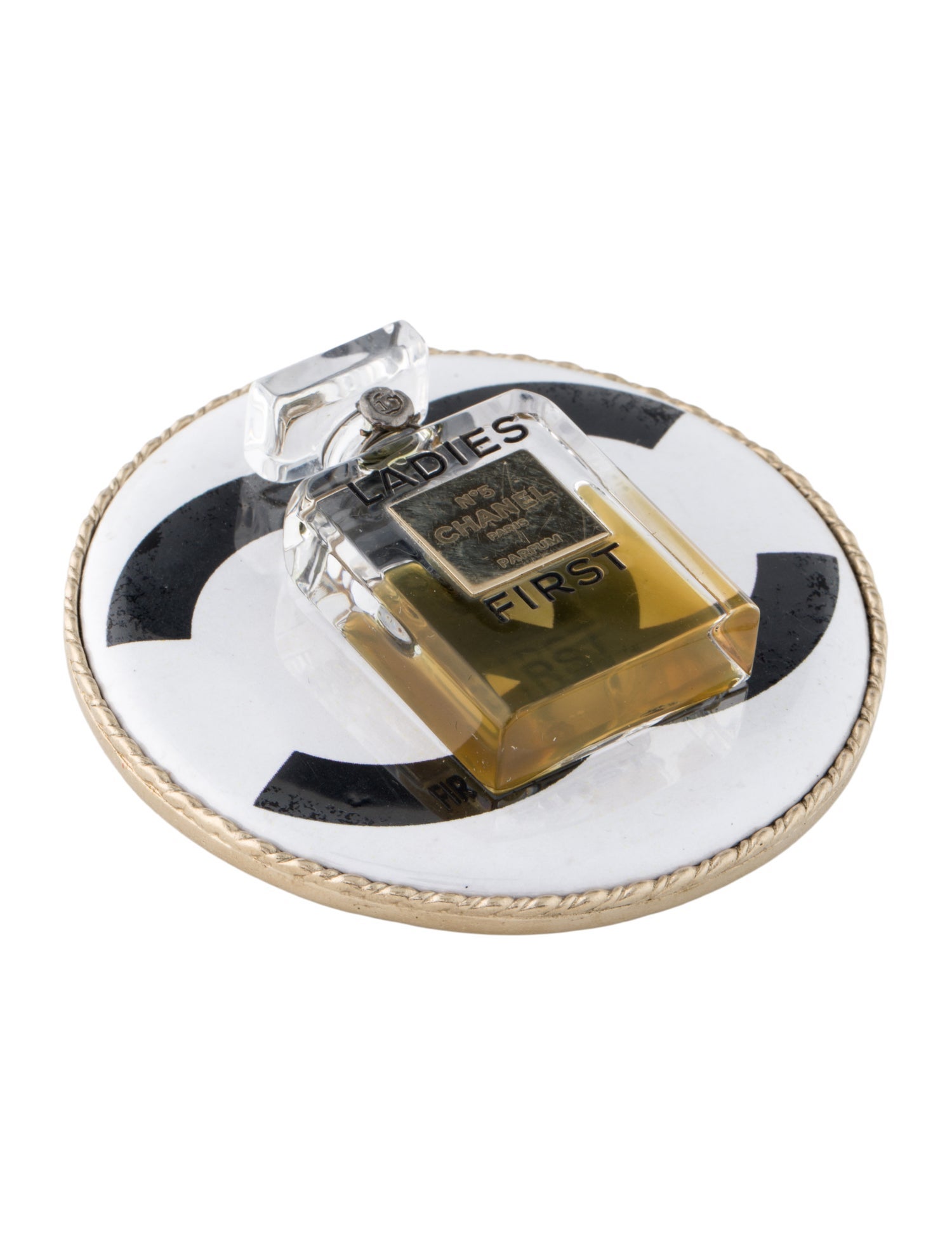 Chanel Resin 'Ladies First' Perfume Bottle Pin